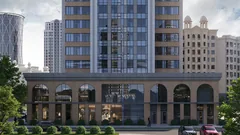 ЖК X-Tower в Грозном — центральный вход и витрины в основании башни, визуализация